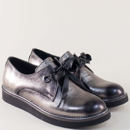 Бронзови дамски обувки от естествена кожа